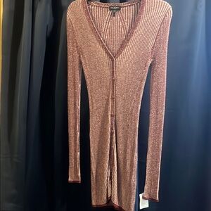 rag & bone Burgundy Ribbed Bodycon Midi Dress